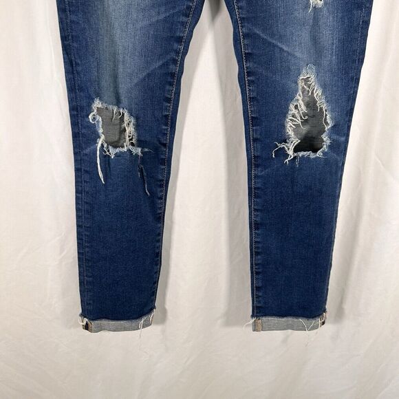 Adriano Goldschmied Jeans Women's 25 Dark Wash Distressed Low Rise Slit Roll Up - Picture 3 of 11